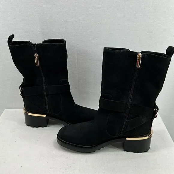 VInce Camuto Kerivini Boots - Black Silk Coat- Size 6 M- NIB