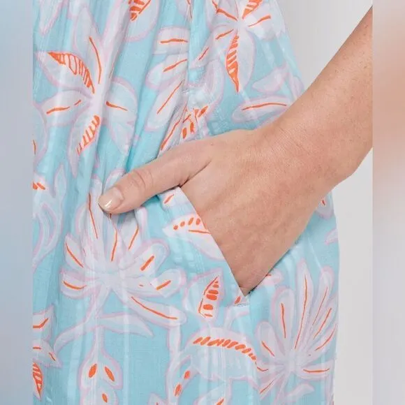 Vineyard Vines Cay Floral Smocked Midi Dress Large
