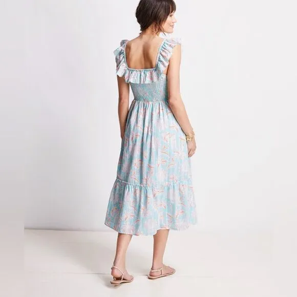 Vineyard Vines Cay Floral Smocked Midi Dress Large