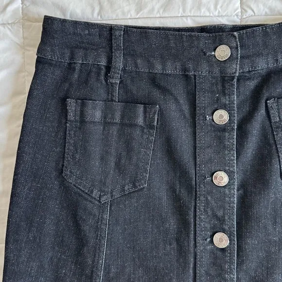 Vintage 1990s Dark Blue Stretch Denim Skirt Size 8