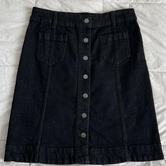 Vintage 1990s Dark Blue Stretch Denim Skirt Size 8