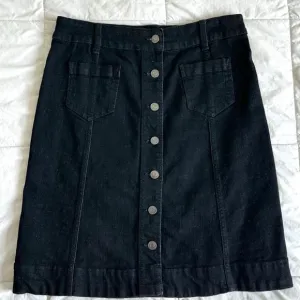 Vintage 1990s Dark Blue Stretch Denim Skirt Size 8