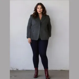 Vintage Character Gray 100% Wool Women's Blazer Plus Size 16