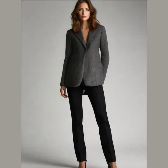 Vintage Character Gray 100% Wool Women's Blazer Plus Size 16