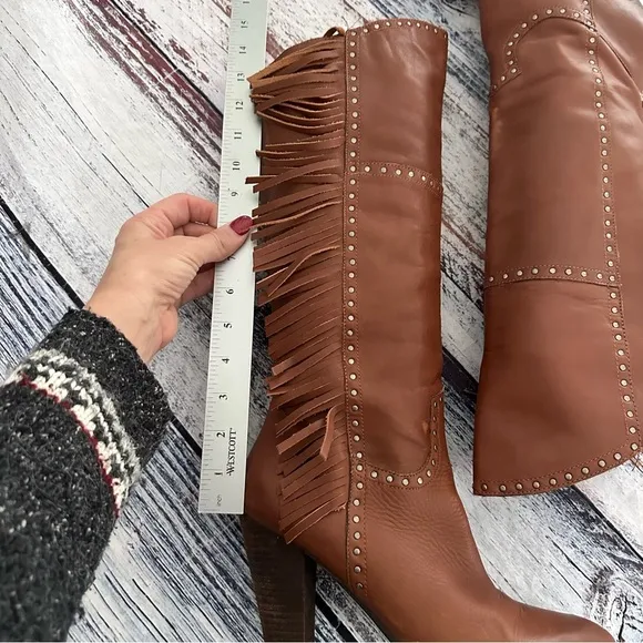 Vintage Nicole Genuine Leather Fringe Tall Heeled Boots​