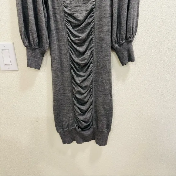 Vintage Y2K Bebe Gray scrunched Puff sleeves Sweater Dress Sz Medium grunge