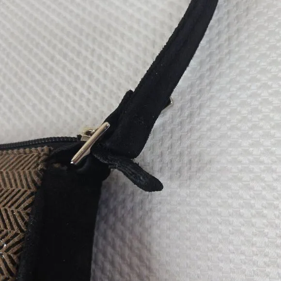 Vintage 60s Mod Patent Leather Shoes Size 6 Black Beige Chevron Matching Bag
