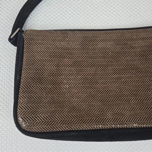 Vintage 60s Mod Patent Leather Shoes Size 6 Black Beige Chevron Matching Bag