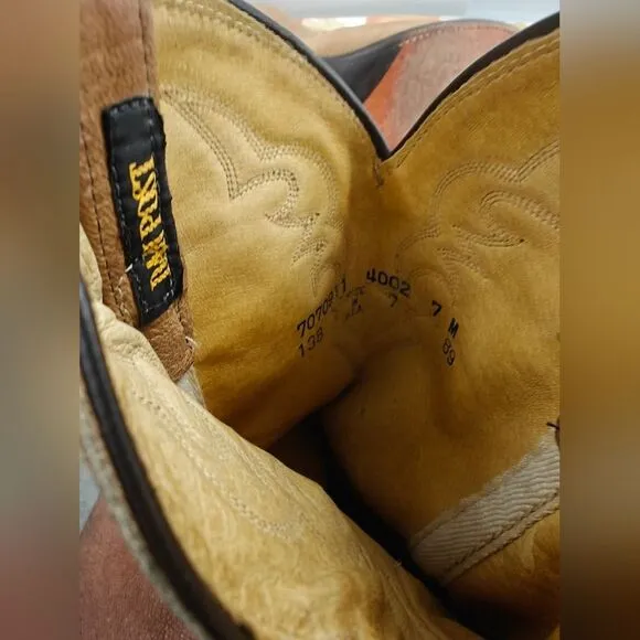 Vintage Dan Post Cowboy Boots Brown Soft Suede Women's Size 7