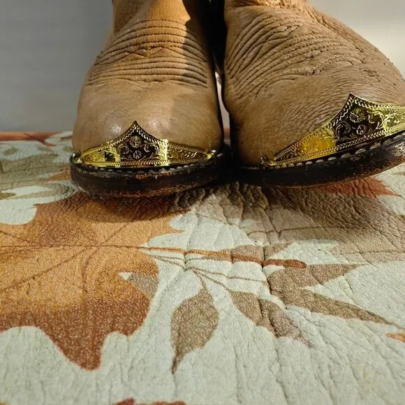 Vintage Dan Post Cowboy Boots Brown Soft Suede Women's Size 7