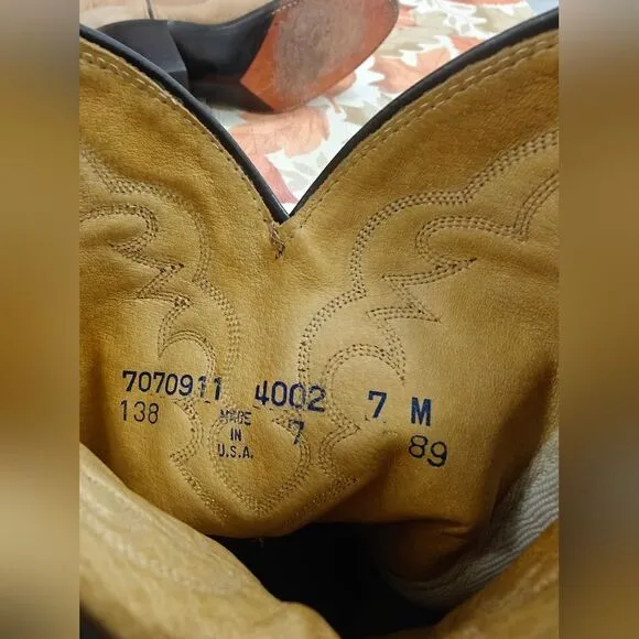 Vintage Dan Post Cowboy Boots Brown Soft Suede Women's Size 7