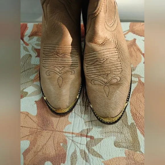 Vintage Dan Post Cowboy Boots Brown Soft Suede Women's Size 7