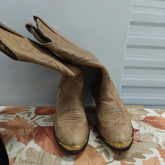 Vintage Dan Post Cowboy Boots Brown Soft Suede Women's Size 7