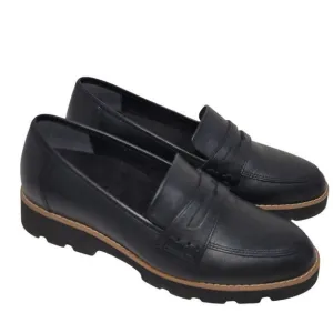Vionic Cheryl II Loafer Shoes Women Size 6.5 Black Leather Penny Loafer Lug Sole