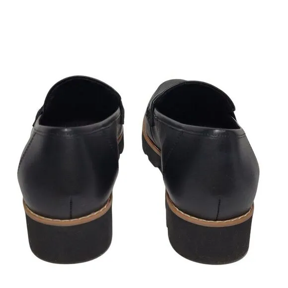 Vionic Cheryl II Loafer Shoes Women Size 6.5 Black Leather Penny Loafer Lug Sole