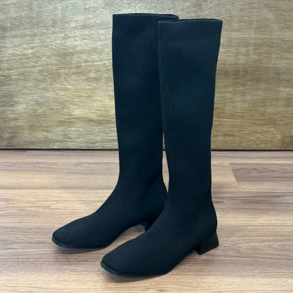 Vivaia Square-Toe Water Repellent Wool Knee-High Boots (Tara Pro) in Black - 9.5