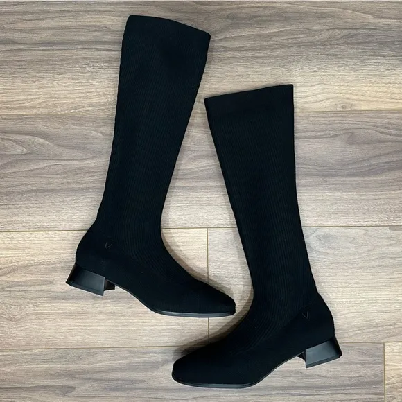 Vivaia Square-Toe Water Repellent Wool Knee-High Boots (Tara Pro) in Black - 9.5