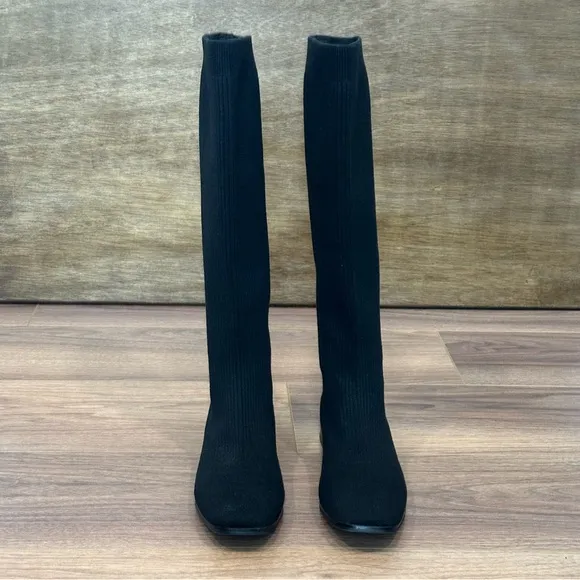 Vivaia Square-Toe Water Repellent Wool Knee-High Boots (Tara Pro) in Black - 9.5