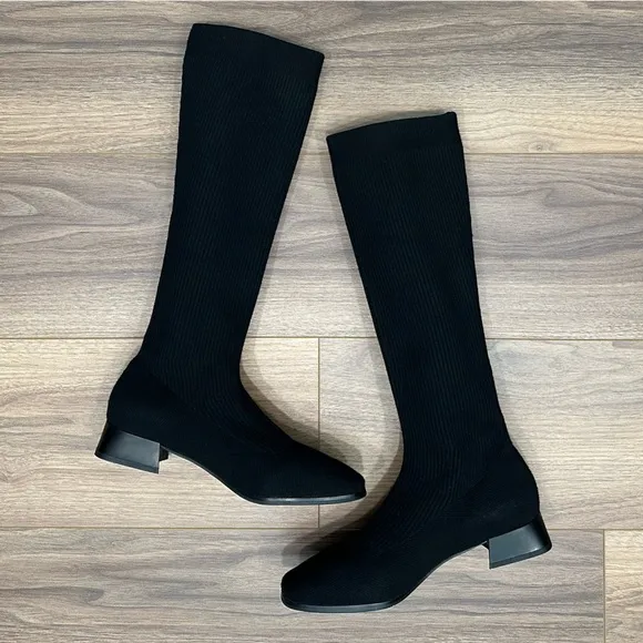 Vivaia Square-Toe Water Repellent Wool Knee-High Boots (Tara Pro) in Black - 9.5