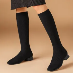 Vivaia Square-Toe Water Repellent Wool Knee-High Boots (Tara Pro) in Black - 9.5