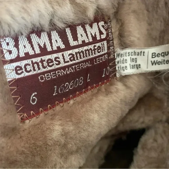 Vtg Bama Lams Echtes Lammfell Suede Sheepskin Lined Sz 8 US Wide Boot Zip German