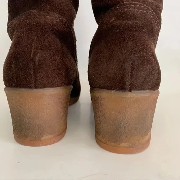 Vtg Bama Lams Echtes Lammfell Suede Sheepskin Lined Sz 8 US Wide Boot Zip German