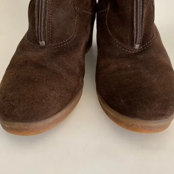 Vtg Bama Lams Echtes Lammfell Suede Sheepskin Lined Sz 8 US Wide Boot Zip German