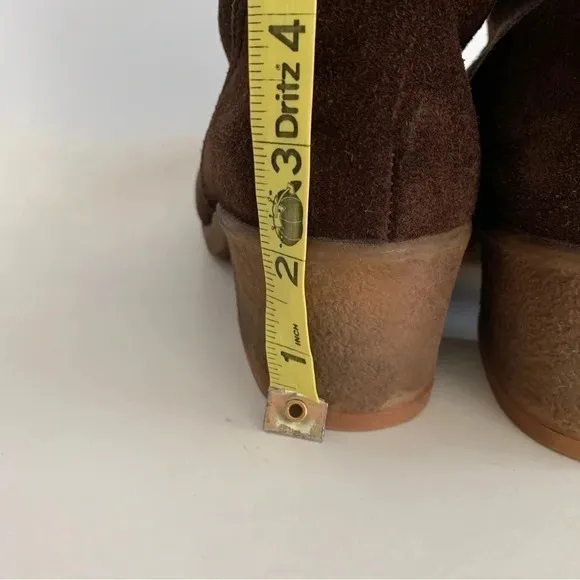 Vtg Bama Lams Echtes Lammfell Suede Sheepskin Lined Sz 8 US Wide Boot Zip German