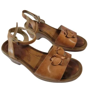 VTG Dansko 38 Brown Leather Cut Out Butterfly Comfort Sandals Artsy Casual RARE
