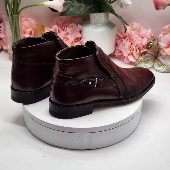 Vtg Easy Flex USA Brown Leather Dress Casual Beatle Ankle Boots Mens Sz 9D