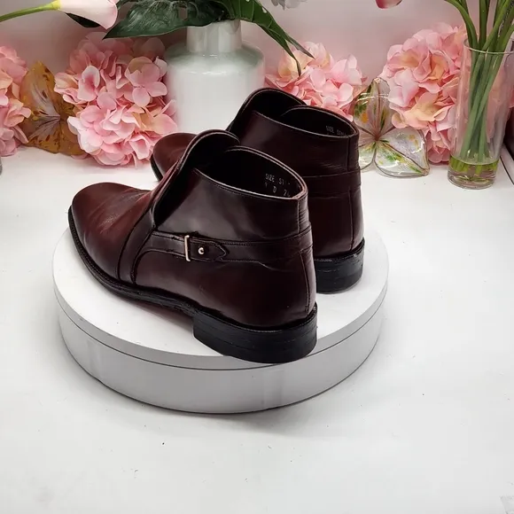 Vtg Easy Flex USA Brown Leather Dress Casual Beatle Ankle Boots Mens Sz 9D