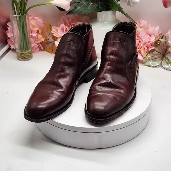 Vtg Easy Flex USA Brown Leather Dress Casual Beatle Ankle Boots Mens Sz 9D