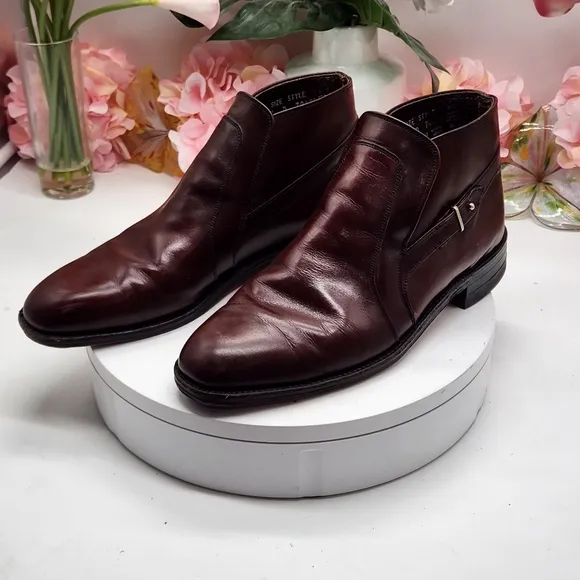 Vtg Easy Flex USA Brown Leather Dress Casual Beatle Ankle Boots Mens Sz 9D