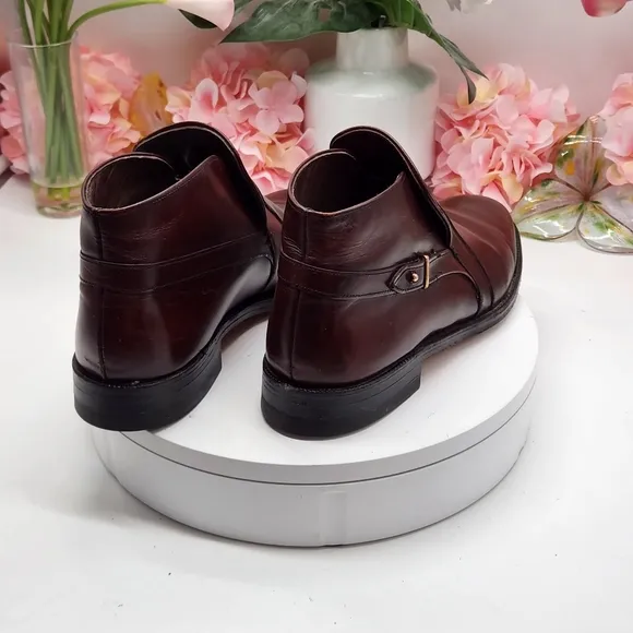 Vtg Easy Flex USA Brown Leather Dress Casual Beatle Ankle Boots Mens Sz 9D