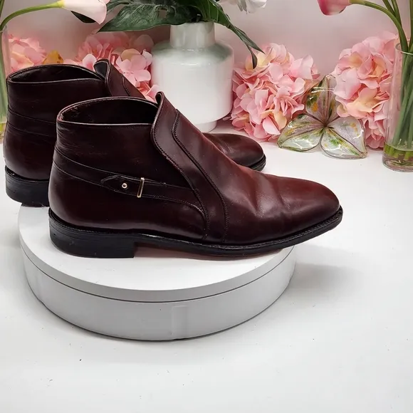 Vtg Easy Flex USA Brown Leather Dress Casual Beatle Ankle Boots Mens Sz 9D