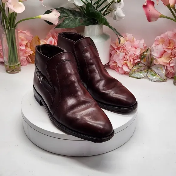 Vtg Easy Flex USA Brown Leather Dress Casual Beatle Ankle Boots Mens Sz 9D