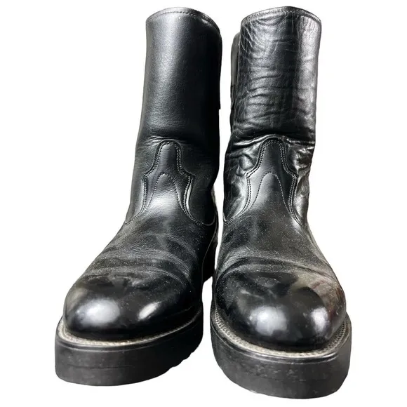 VTG Sonora By Double HH West Black Leather Men Boots Size 8.5 D Oil Resistant‎