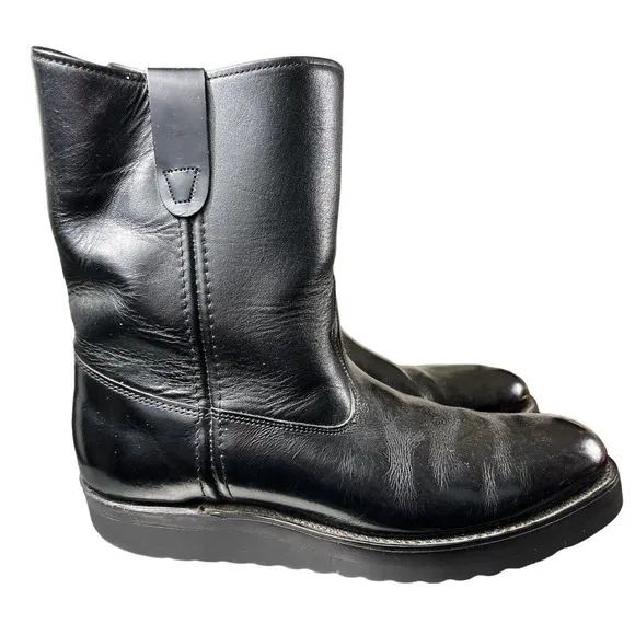 VTG Sonora By Double HH West Black Leather Men Boots Size 8.5 D Oil Resistant‎