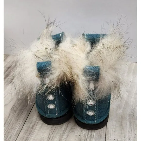 Warm Winter Fur Top Unique Hand Made Boots Woman's Size 8-9