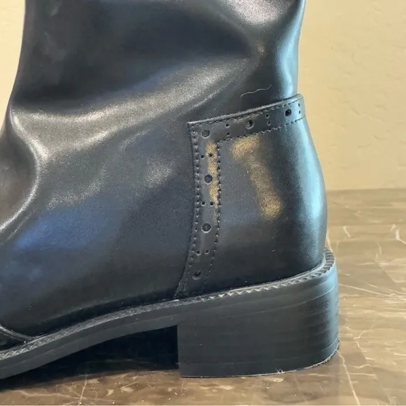 Water Resistant Black Leather Western Wingtip Boots