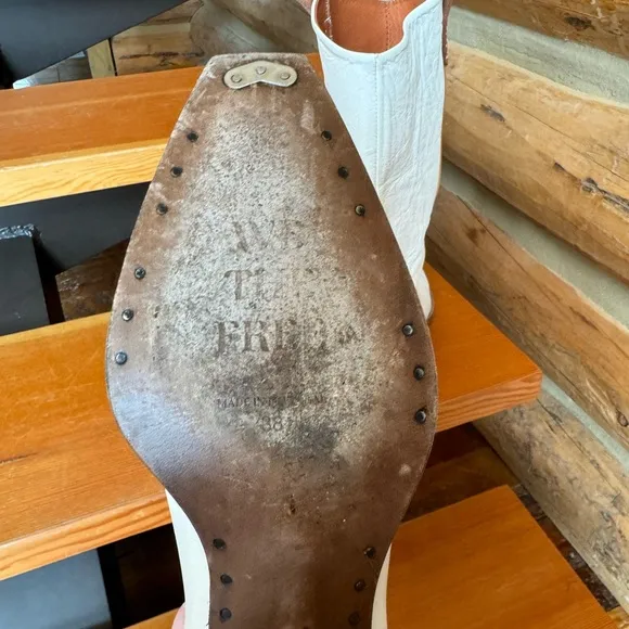 We The Free White and Tan Ankle Boots
