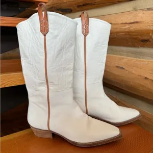 We The Free White and Tan Ankle Boots
