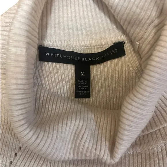 White House Black Market oatmeal sleeveless turtleneck, medium