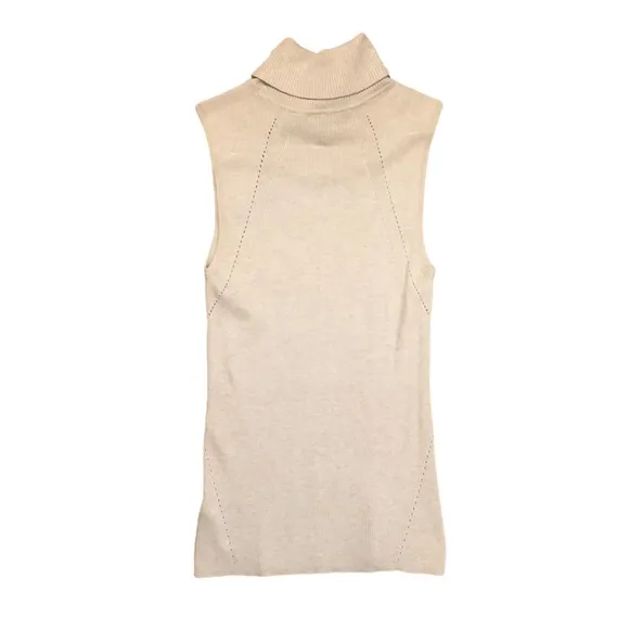 White House Black Market oatmeal sleeveless turtleneck, medium