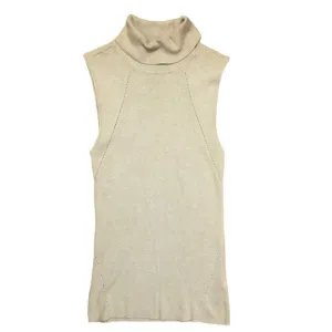 White House Black Market oatmeal sleeveless turtleneck, medium