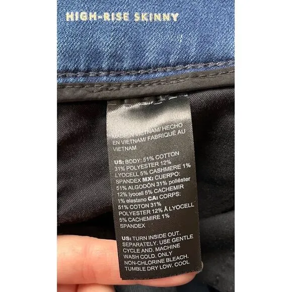 White House Black Market WHBM Curvy-Fit High-RiseCashmere Denim Skinny Jeans