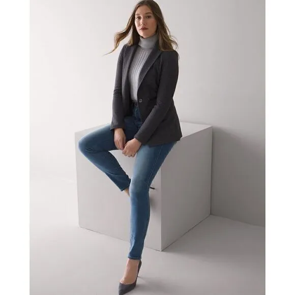White House Black Market WHBM Curvy-Fit High-RiseCashmere Denim Skinny Jeans