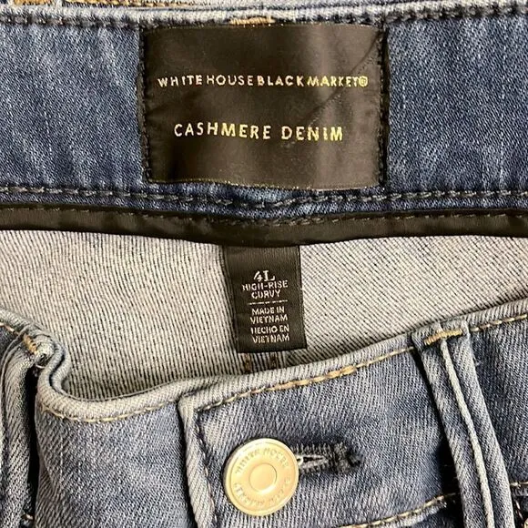 White House Black Market WHBM Curvy-Fit High-RiseCashmere Denim Skinny Jeans