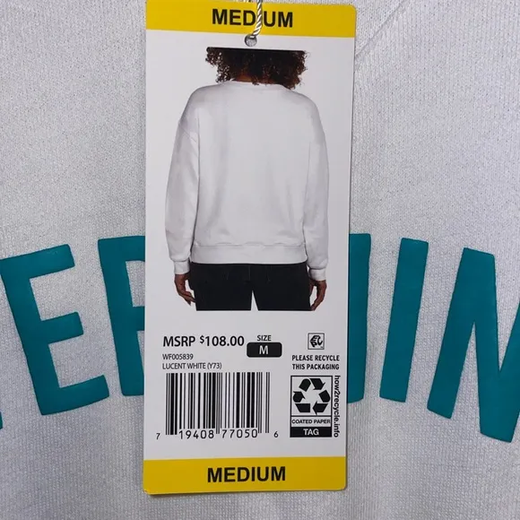 •WILDFOX•NWT LUCENT WHITE GRAPHIC &quot;OVERTHINKER&quot; CREWNECK SIZE MEDIUM