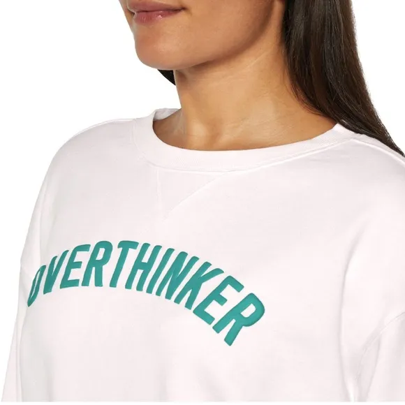 •WILDFOX•NWT LUCENT WHITE GRAPHIC &quot;OVERTHINKER&quot; CREWNECK SIZE MEDIUM